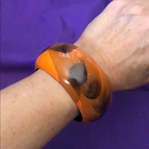 Wood bracelet orange and black smoke design‎ | one size